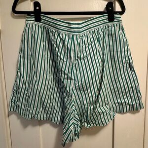 GAP Green and White Vertical-Stripe Women's Bermuda Shorts